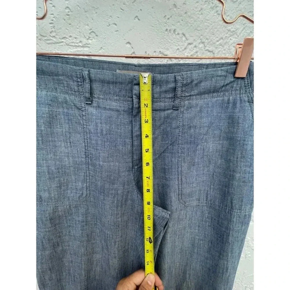Banana Republic Womens Flat Front Trouser Wide Leg Pants Chambray Blue Sz 8 - Picture 4 of 13